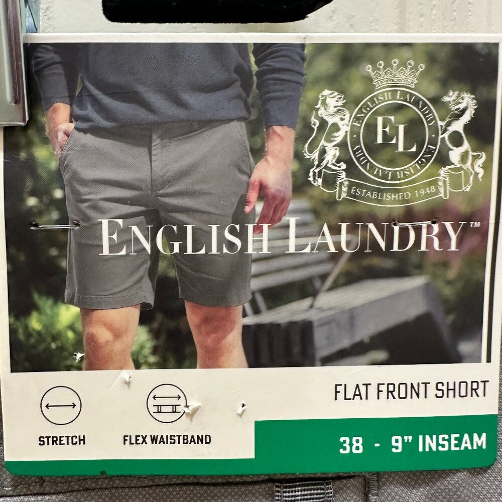 English Laundry Men's Flat Front Short Size 38 Gray Casual Dressy Travel (NEW)